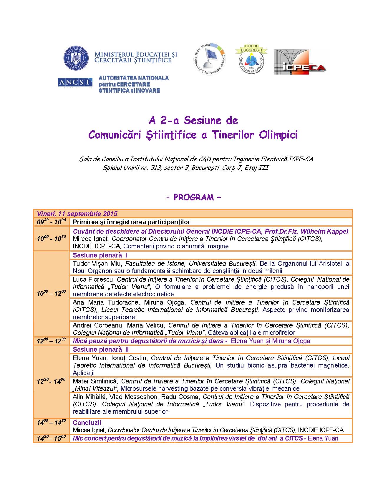 Evenimente ICPE-CA
